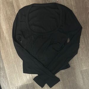 SHEIN Black Fitted Bodysuit Crop Top